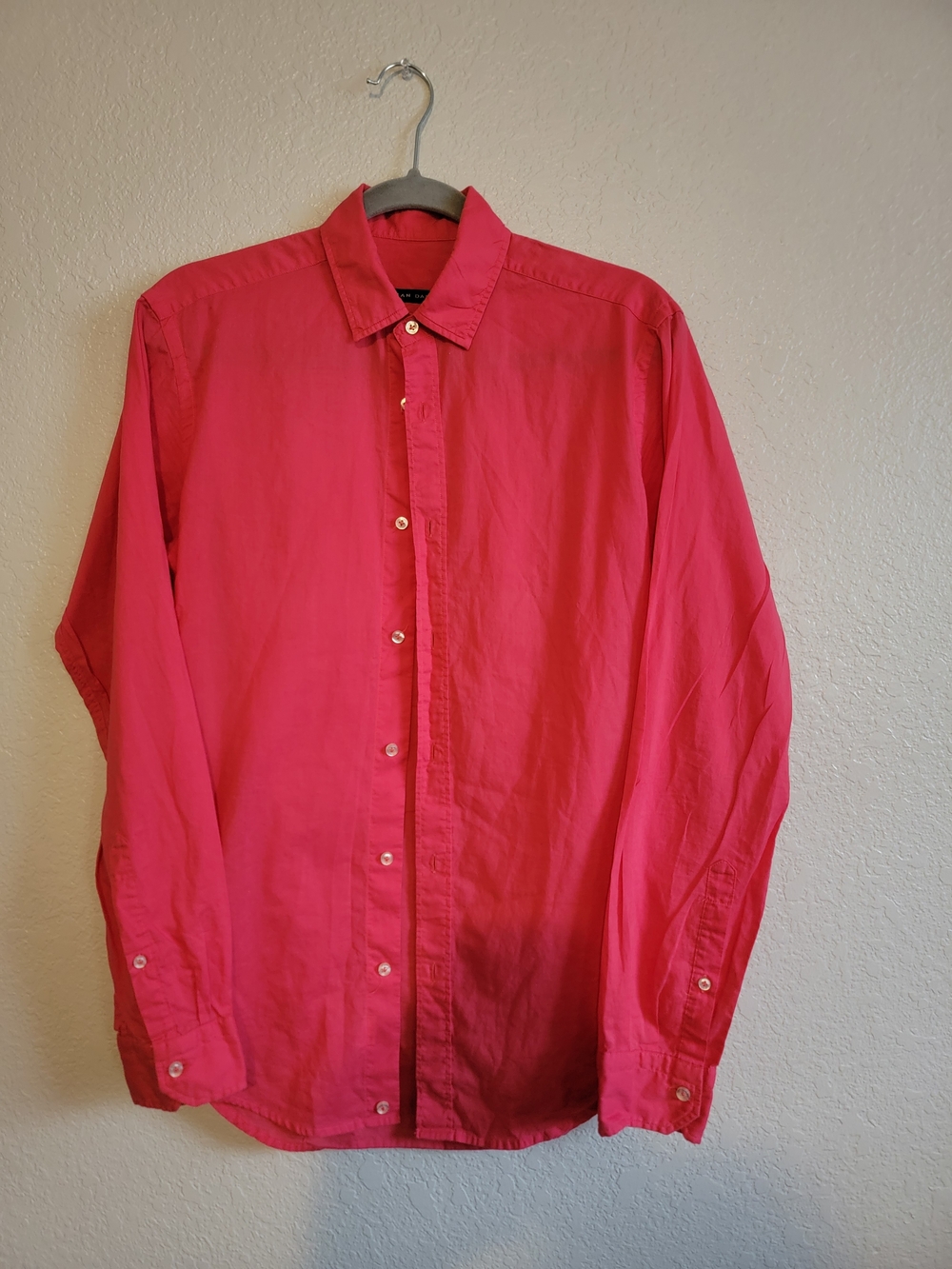 Brian Dales Men's Bright Red Button-Up Casual Shirt Made In Italy